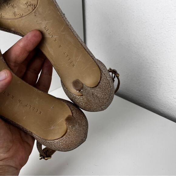 Kelly & Katie Kirstie gold glitter open toe stiletto size 6.5 - Picture 7 of 11